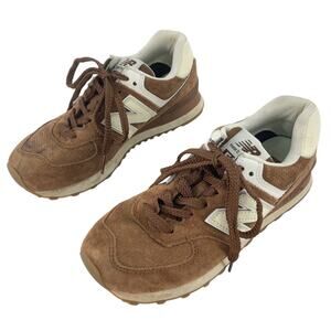 New Balance Women's Size 7.5 Brown Leather Athletic Sneakers Shoes Preowned